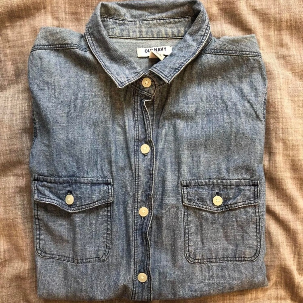 Old Navy Women Denim Button Down Blue XS